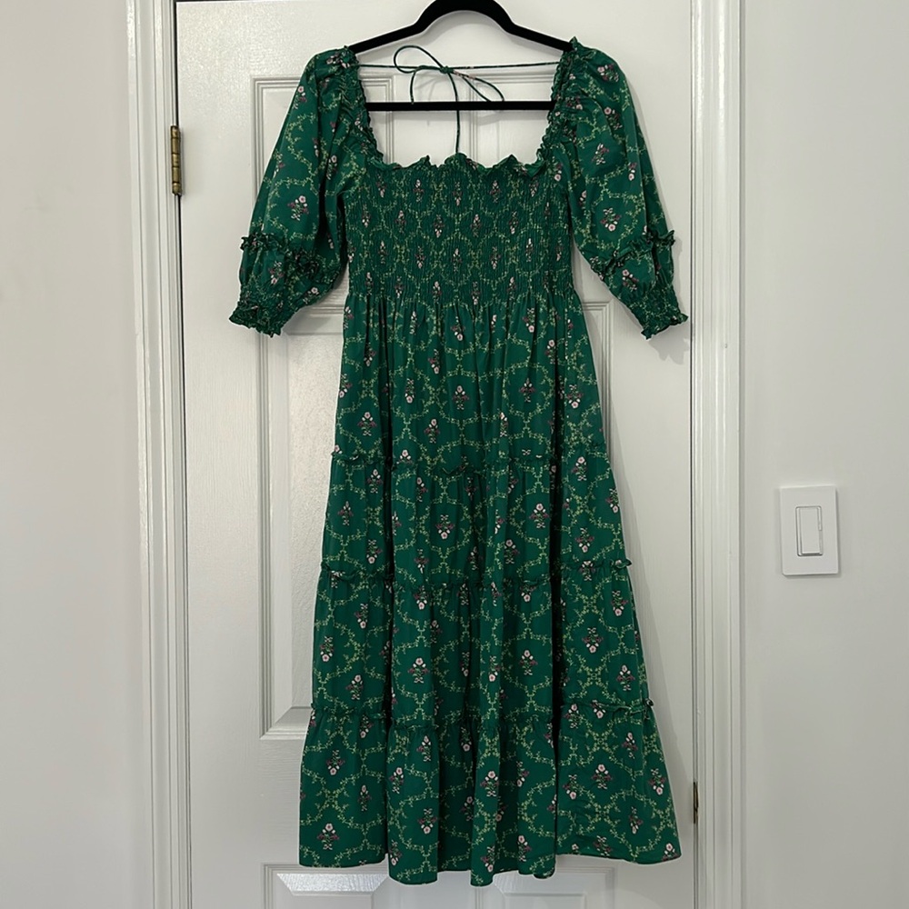 Hill House Home The Nesli Nap Dress - Emerald Trellis - S